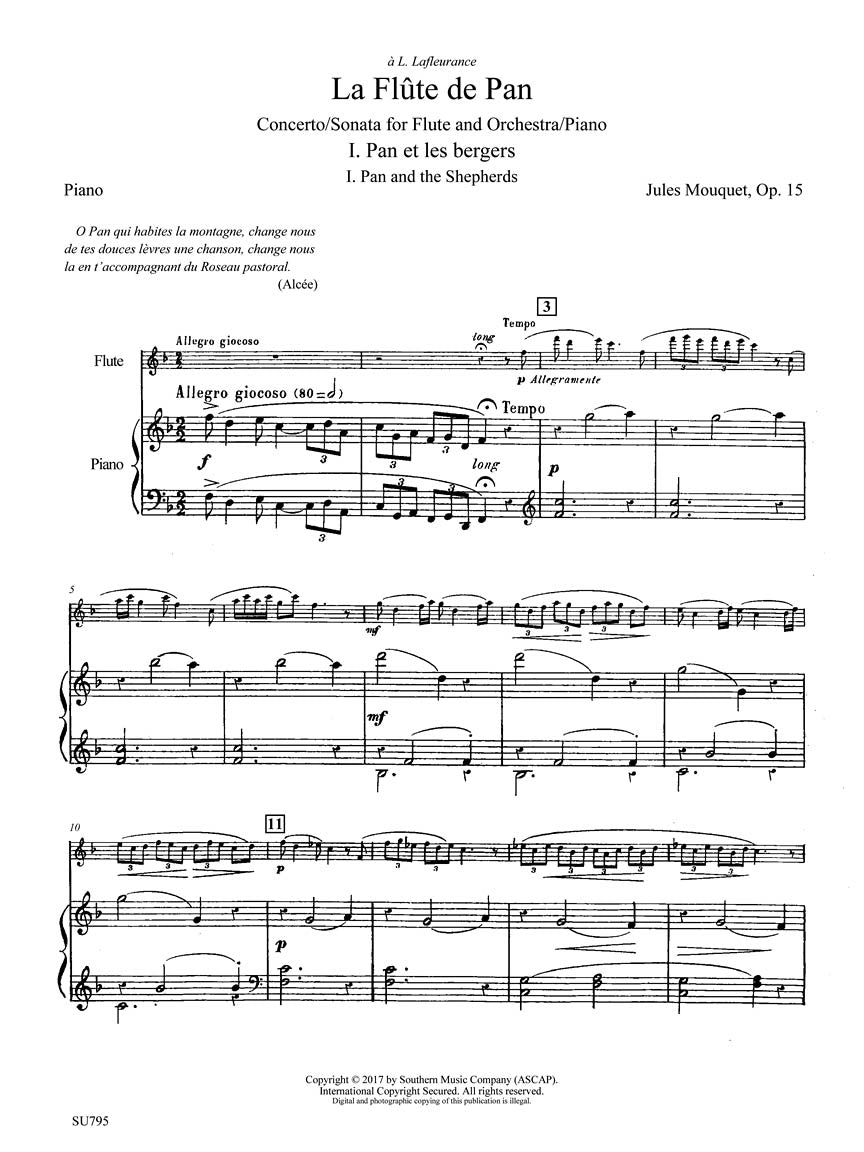 Mouquet Flute De Pan for Flute and Piano