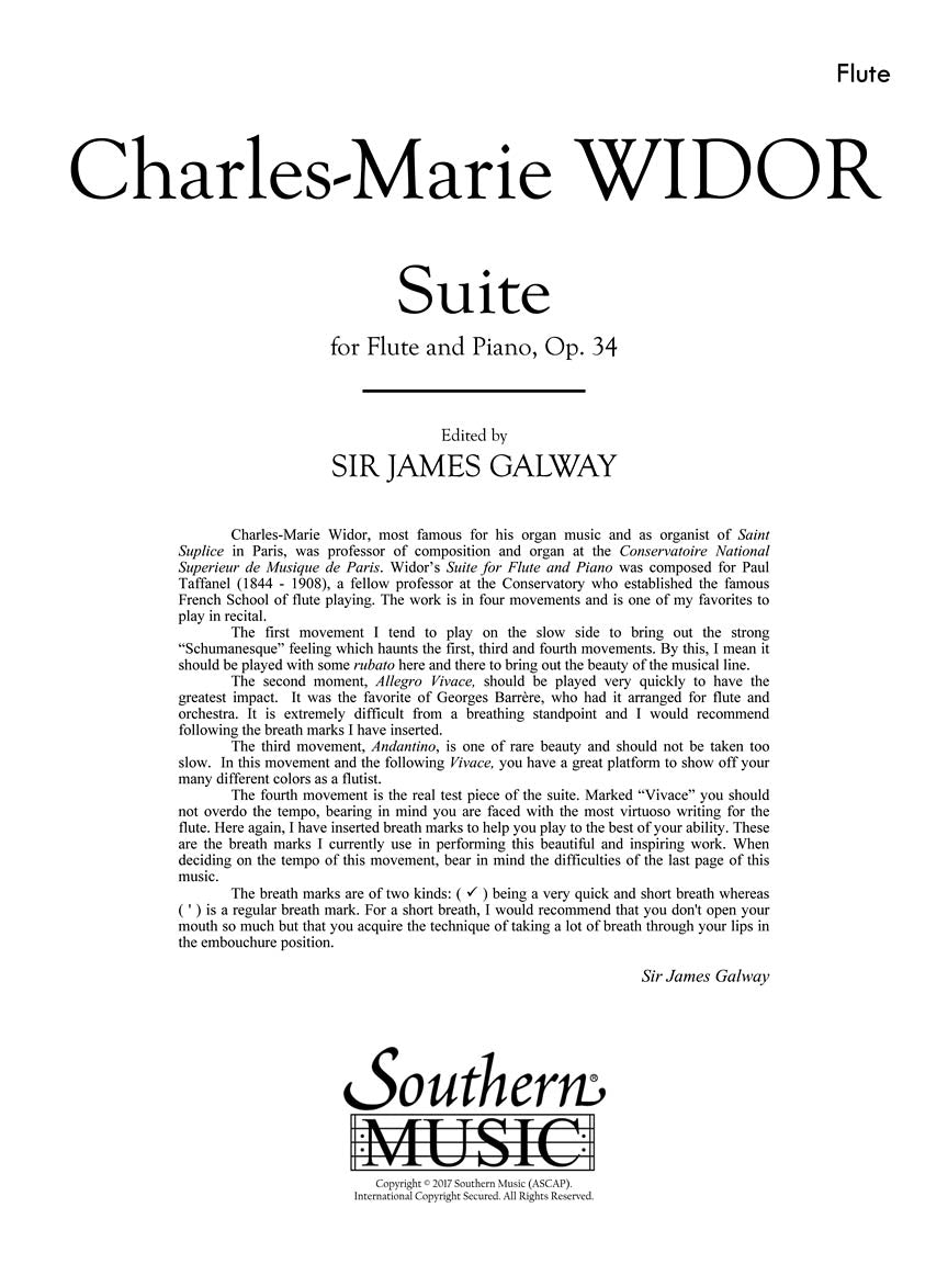 Widor Suite Flute Solo/Piano