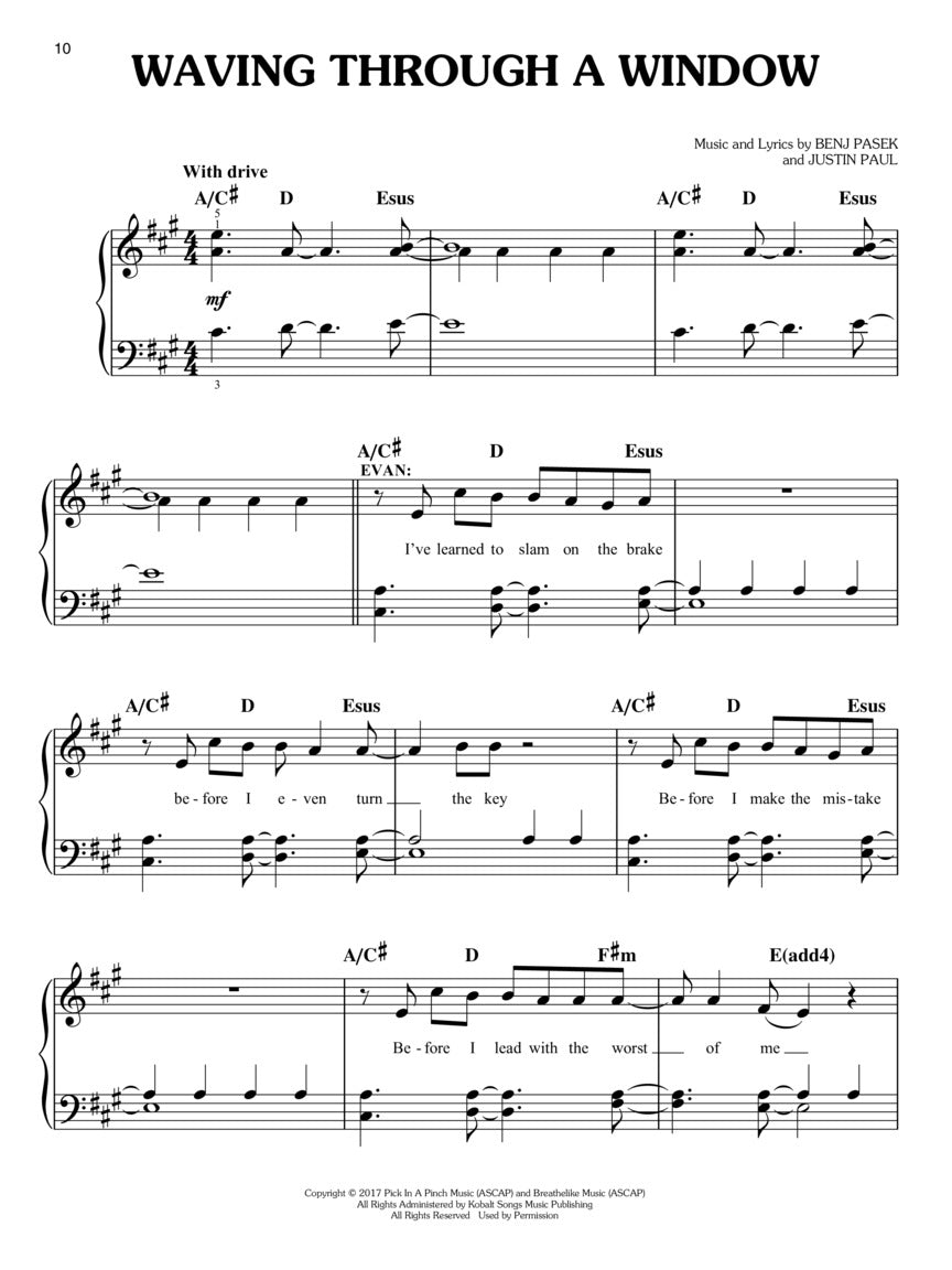 Pasek/Paul Dear Evan Hansen Easy Piano Selections