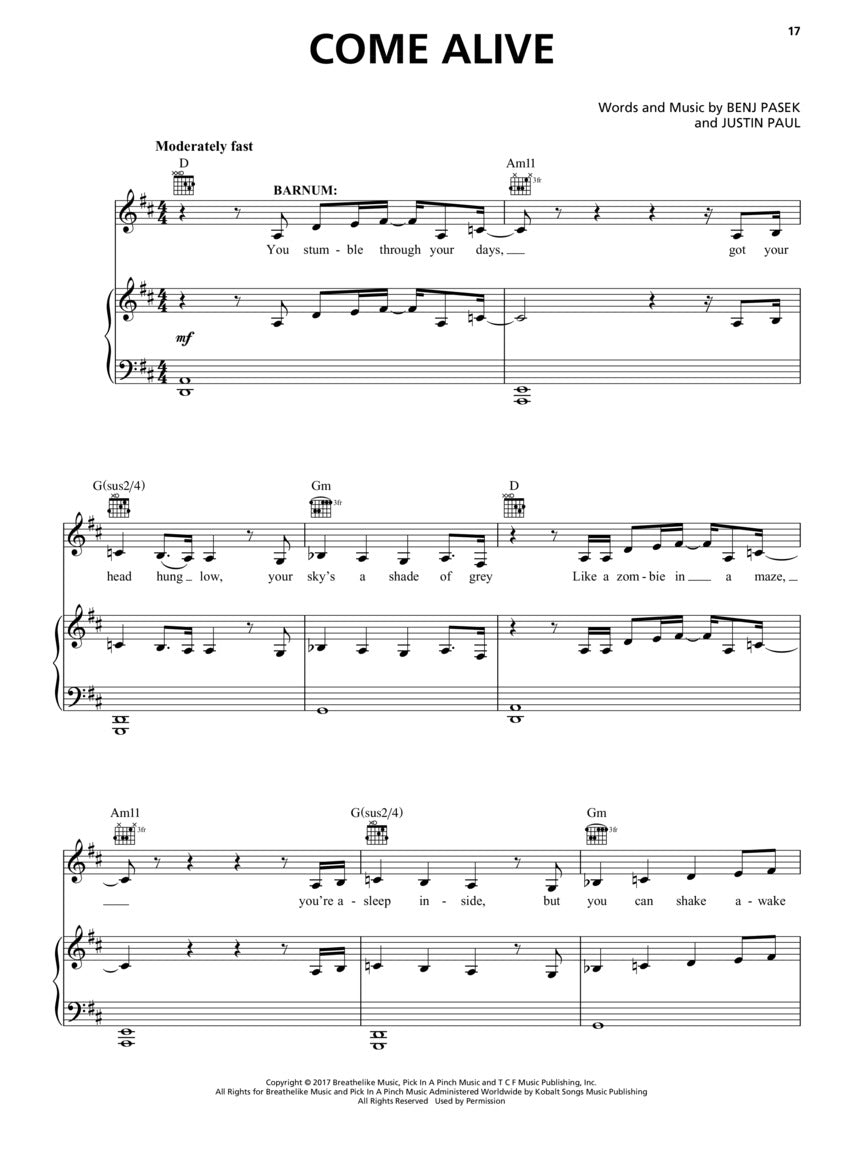 Greatest Showman, The - Piano/Vocal/Guitar