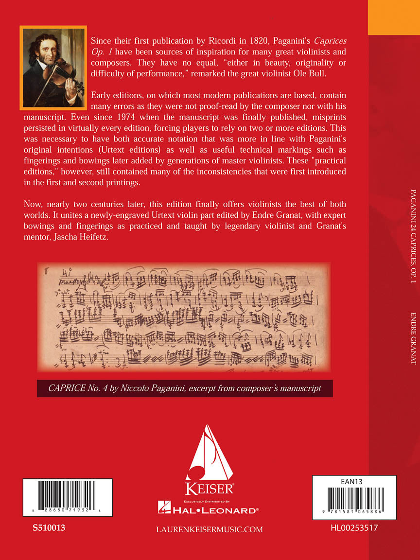 Paganini 24 Caprices for Violin Solo Jascha Heifetz Version