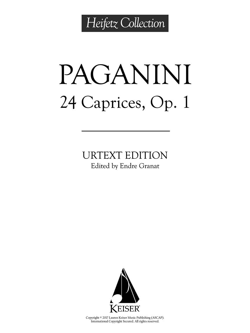 Paganini 24 Caprices for Violin Solo Jascha Heifetz Version
