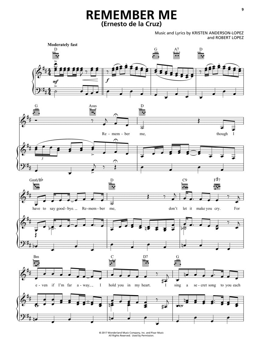 Coco - Piano/Vocal/Guitar