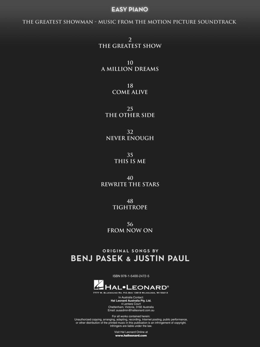 Greatest Showman, The - Easy Piano