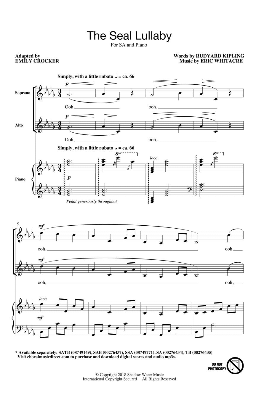 Whitacre The Seal Lullaby SA