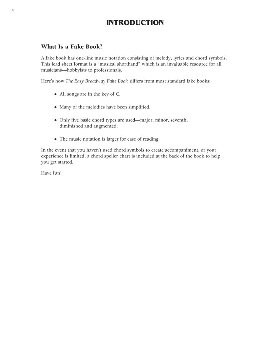 Easy Broadway Fake Book