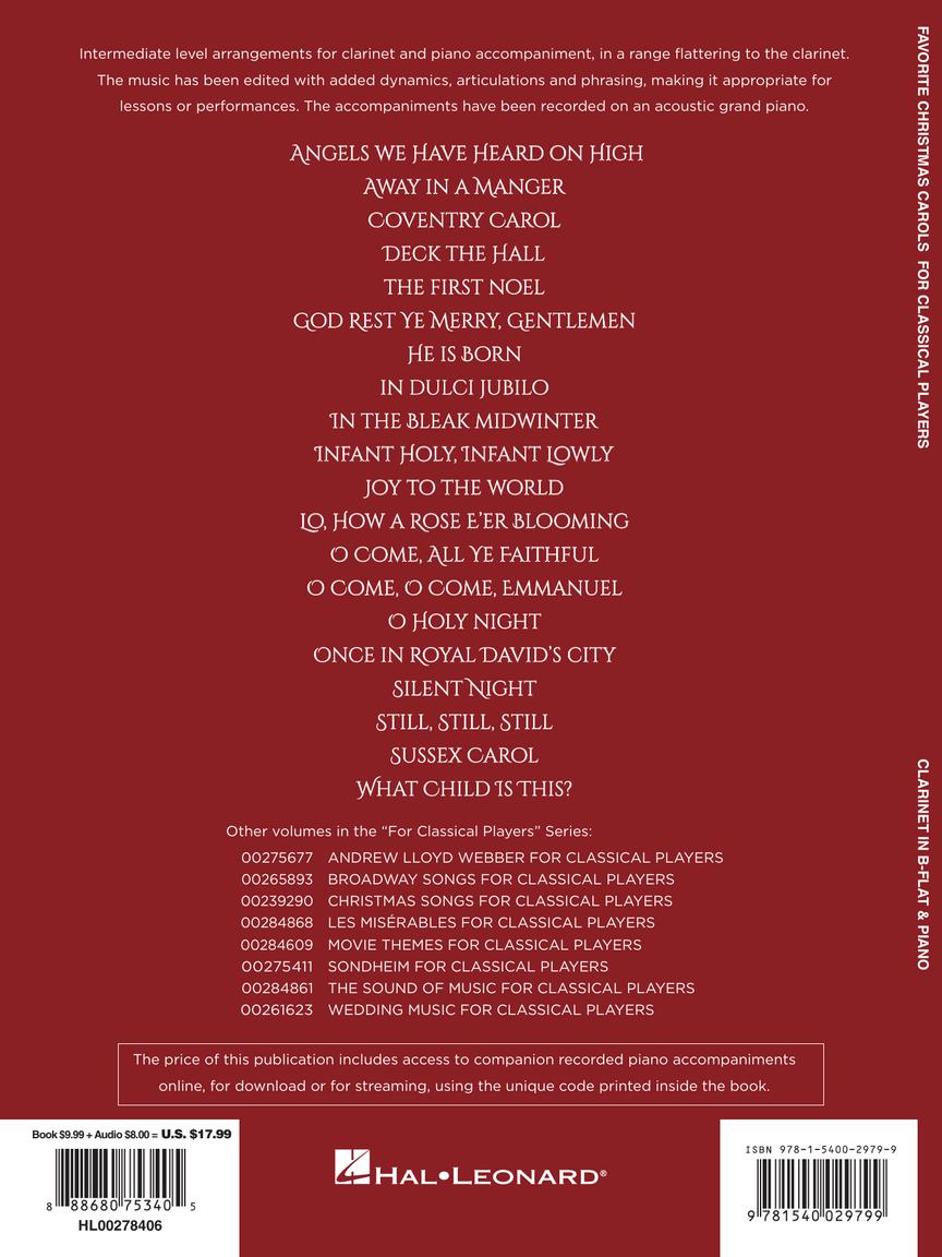 Favorite Christmas Carols for Classical Players – Clarinet and Piano