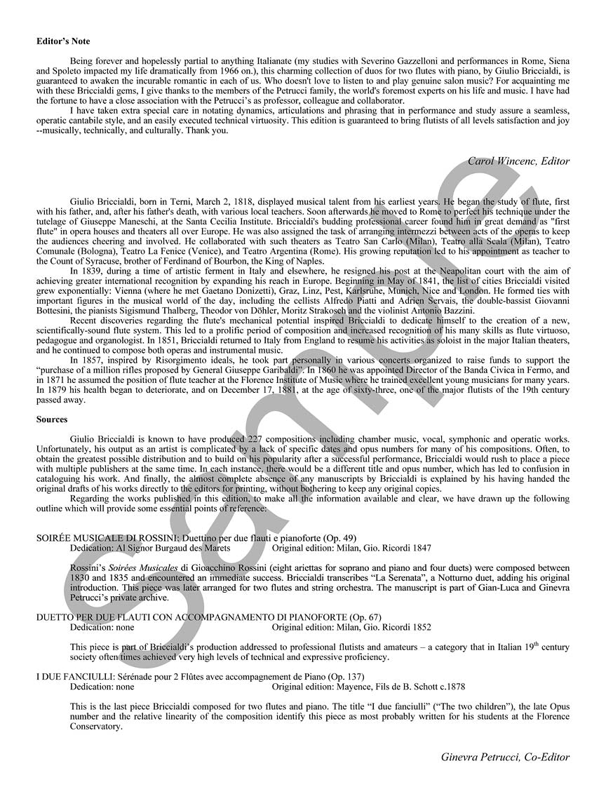 Three Duos for Two Flutes and Piano