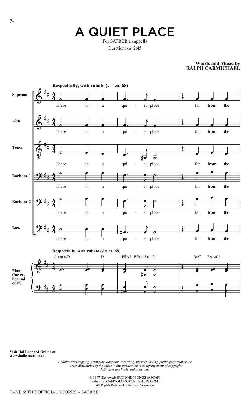 Take 6: The Official Scores SATBBB a cappella