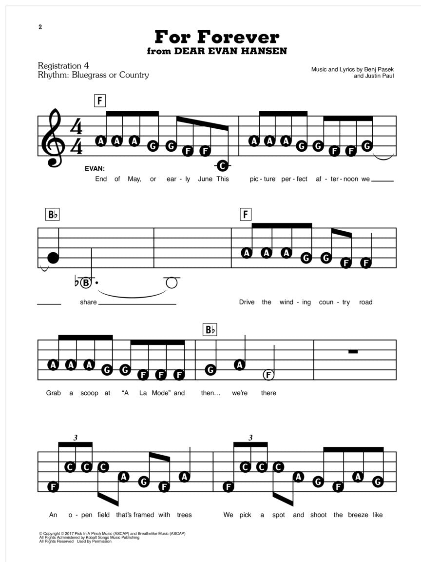 Pasek/Paul Dear Evan Hansen E-Z Play Today #102