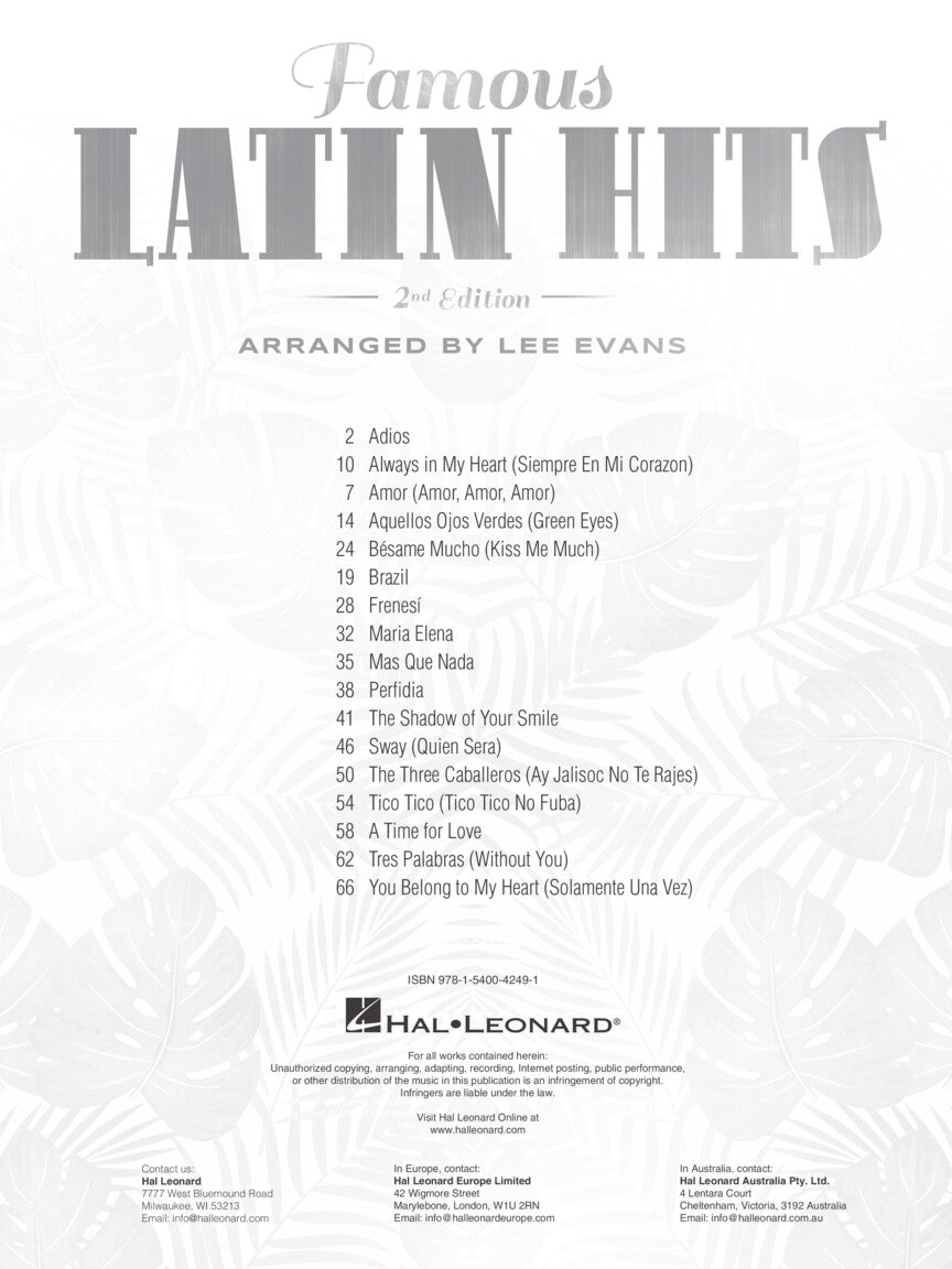 Famous Latin Hits - Lee Evans Arranges