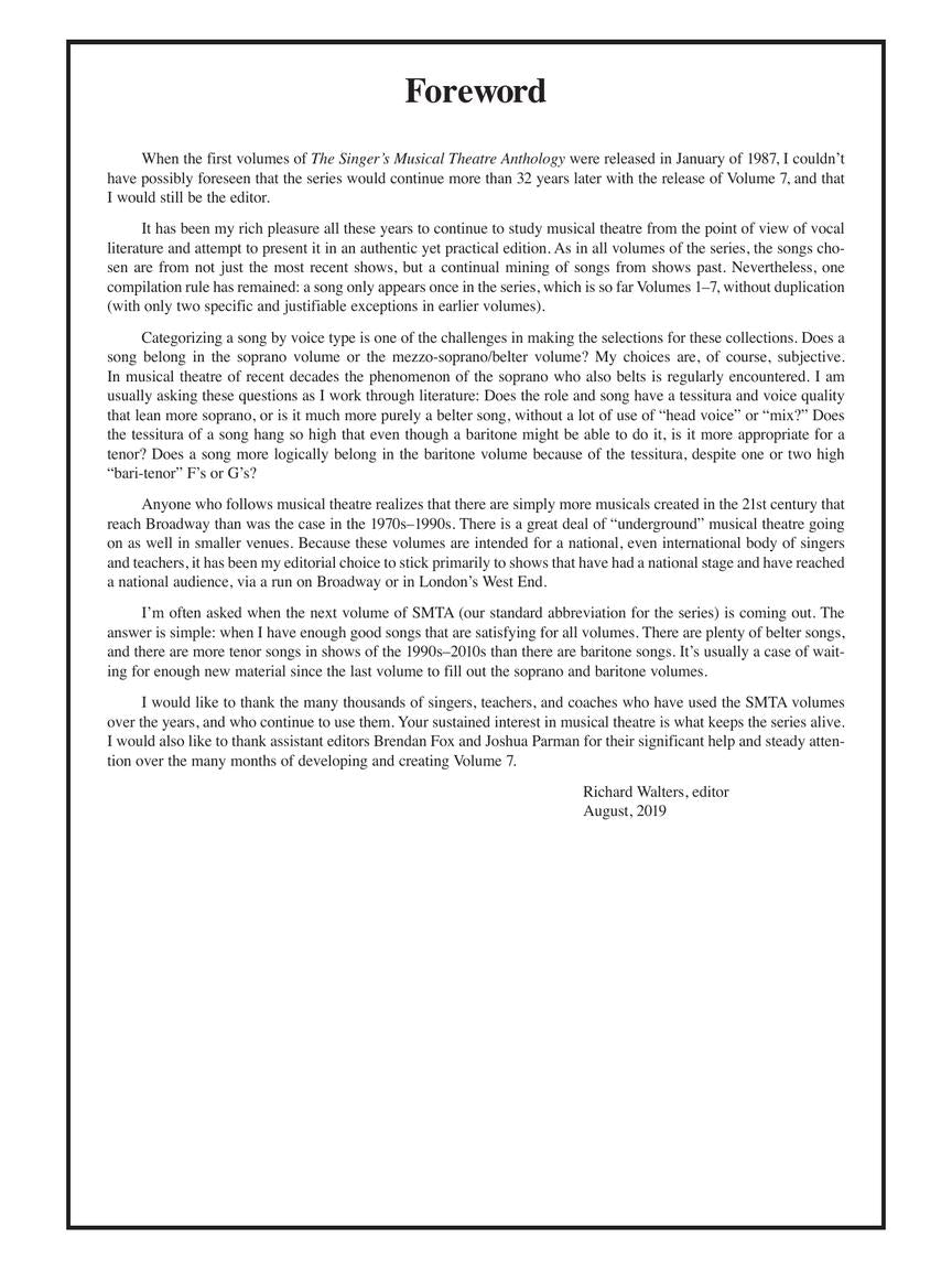 Singer's Musical Theatre Anthology Baritone/bass Volume 7