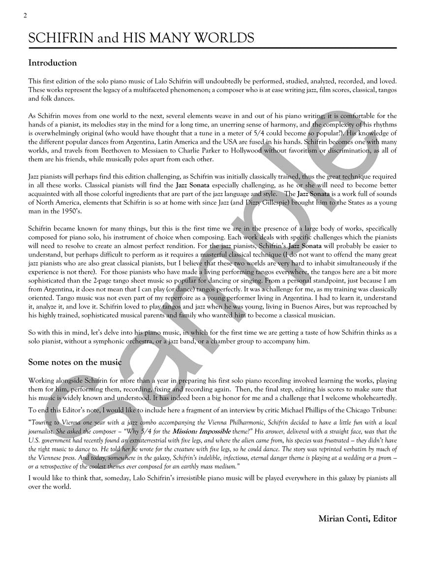 Schifrin, Lalo - Piano Music of