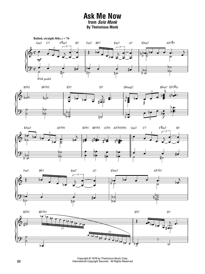 Thelonious Monk – Omnibook for Piano