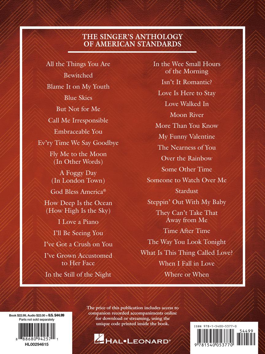 Singer's Anthology of American Standards Baritone with Recorded Accompaniment
