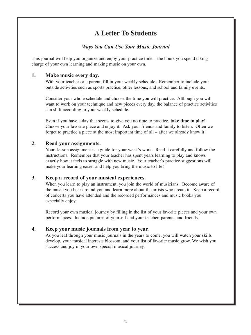 My Music Journal – Student Assignment Book