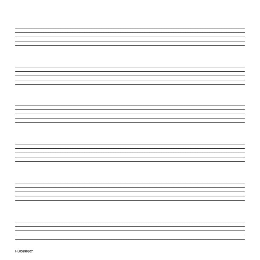 Manuscript Paper: Hal Leonard, Student Piano Library Music Manuscript Paper (Wide-staff) 32pgs, 6 staves (8.5" x 8.5")