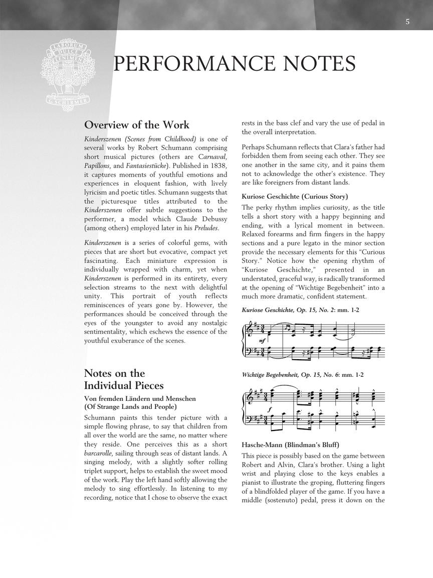 Schumann Scenes from Childhood (Kinderscenen) Opus 15