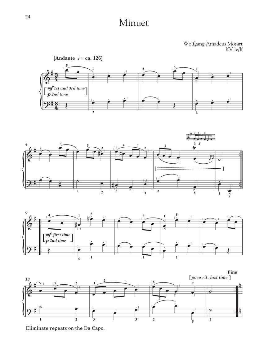 Mozart 15 Easy Piano Pieces - Schirmer Performance Editions