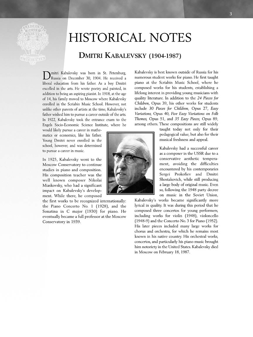 Kabalevsky -24 Pieces for Children, Opus 39 - Schirmer Performance Editions
