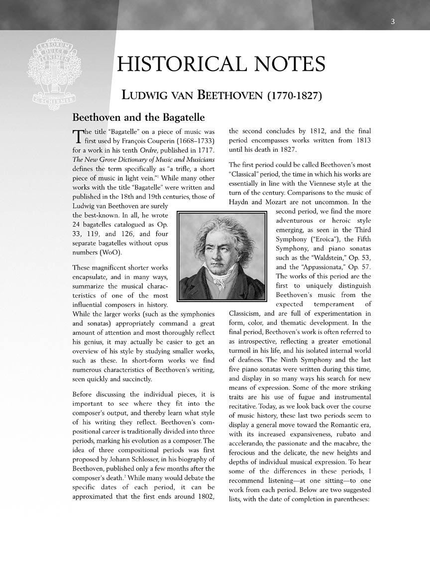 Beethoven Fur Elise and Other Bagatelles - Schirmer Performance Editions