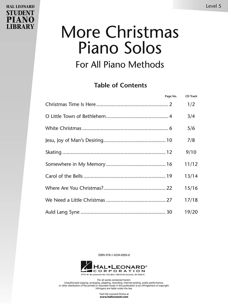 More Christmas Piano Solos - Level 5 - Hal Leonard Student Piano Library