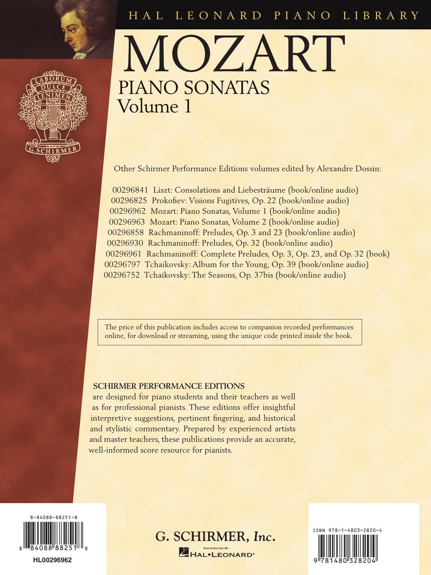 Mozart Piano Sonatas, Volume 1 – Schirmer Performance Editions