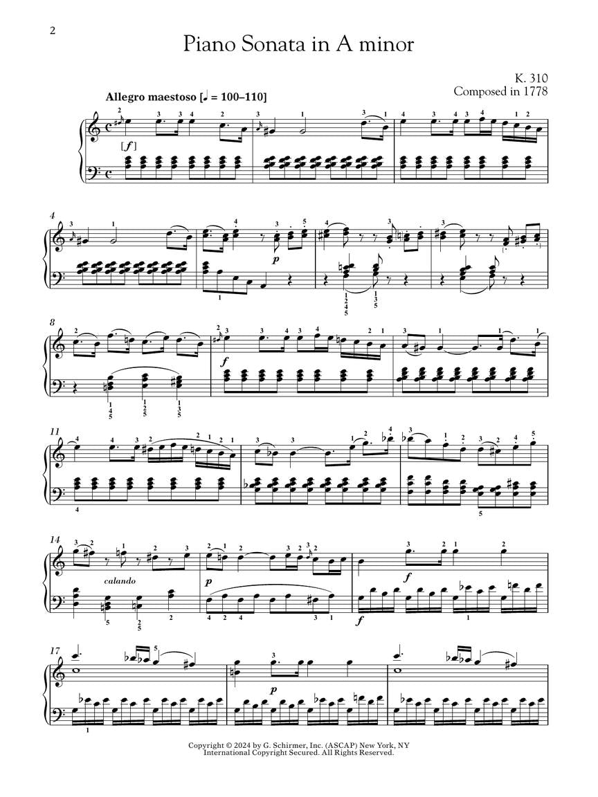 Mozart Piano Sonata in A Minor, K.310