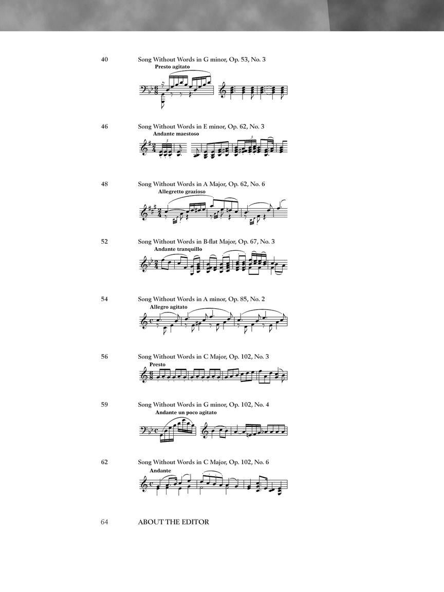 Mendelssohn - Selections from Songs Without Words - Schirmer Performance Editions