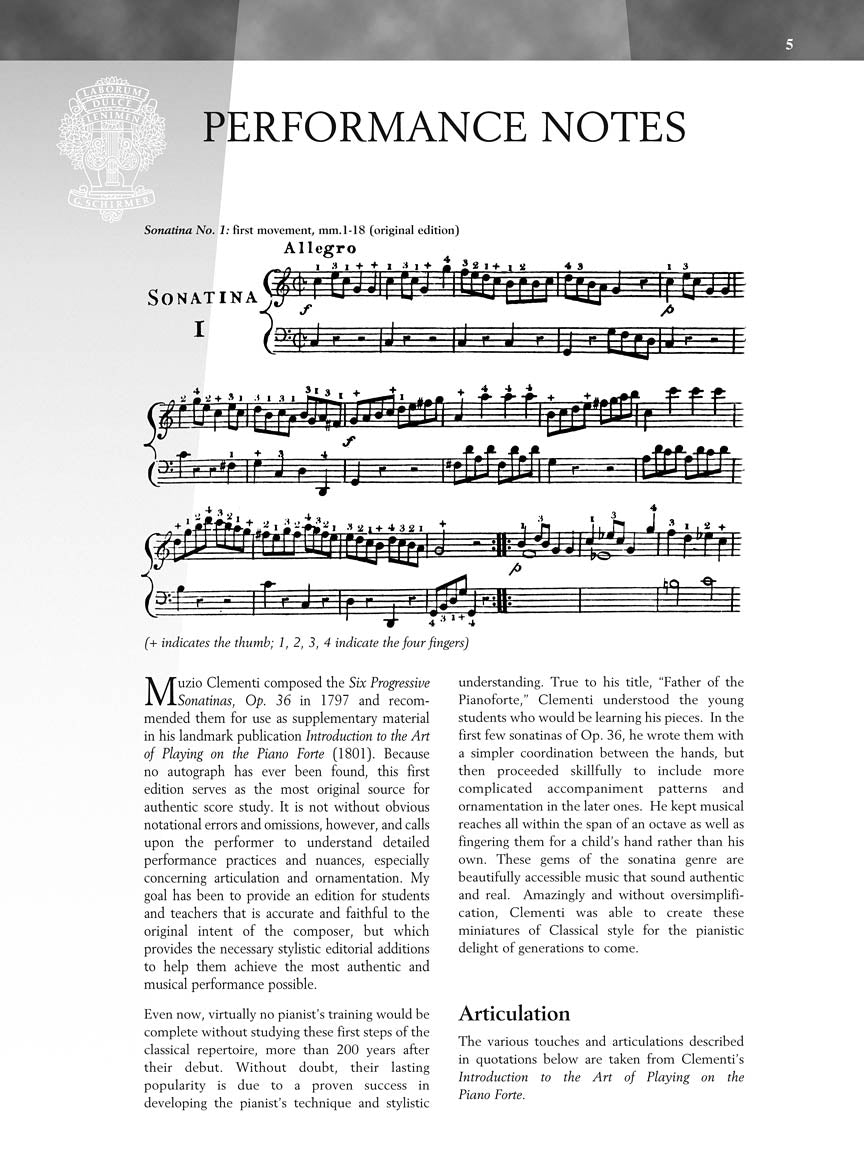Clementi - Sonatinas, Op. 36 - Schirmer Performance Editions