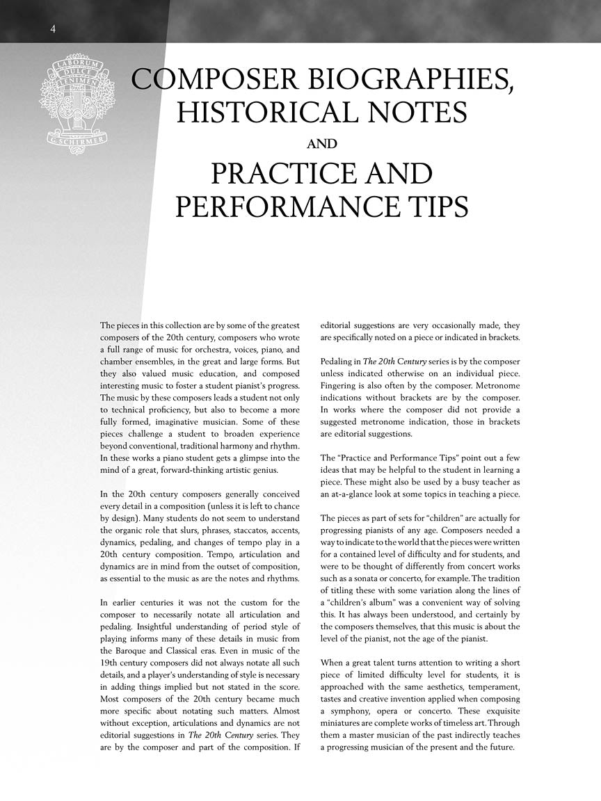 Twentieth Century - Elementary Level - Schirmer Performance Editions