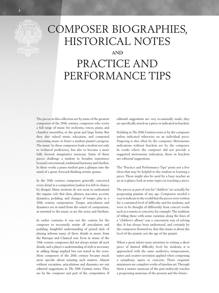 Twentieth Century - Intermediate Level - Schirmer Performance Editions
