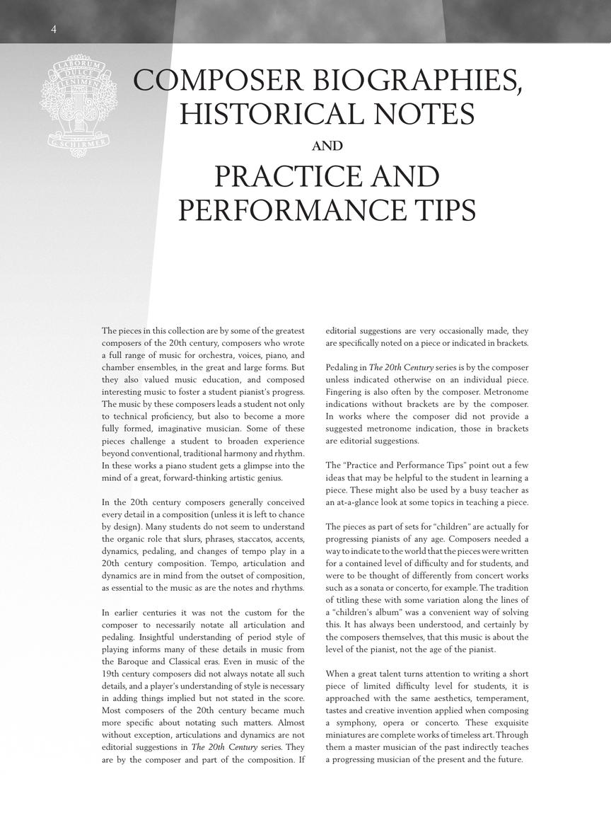 Twentieth Century - Upper Intermediate Level - Schirmer Performance Editions