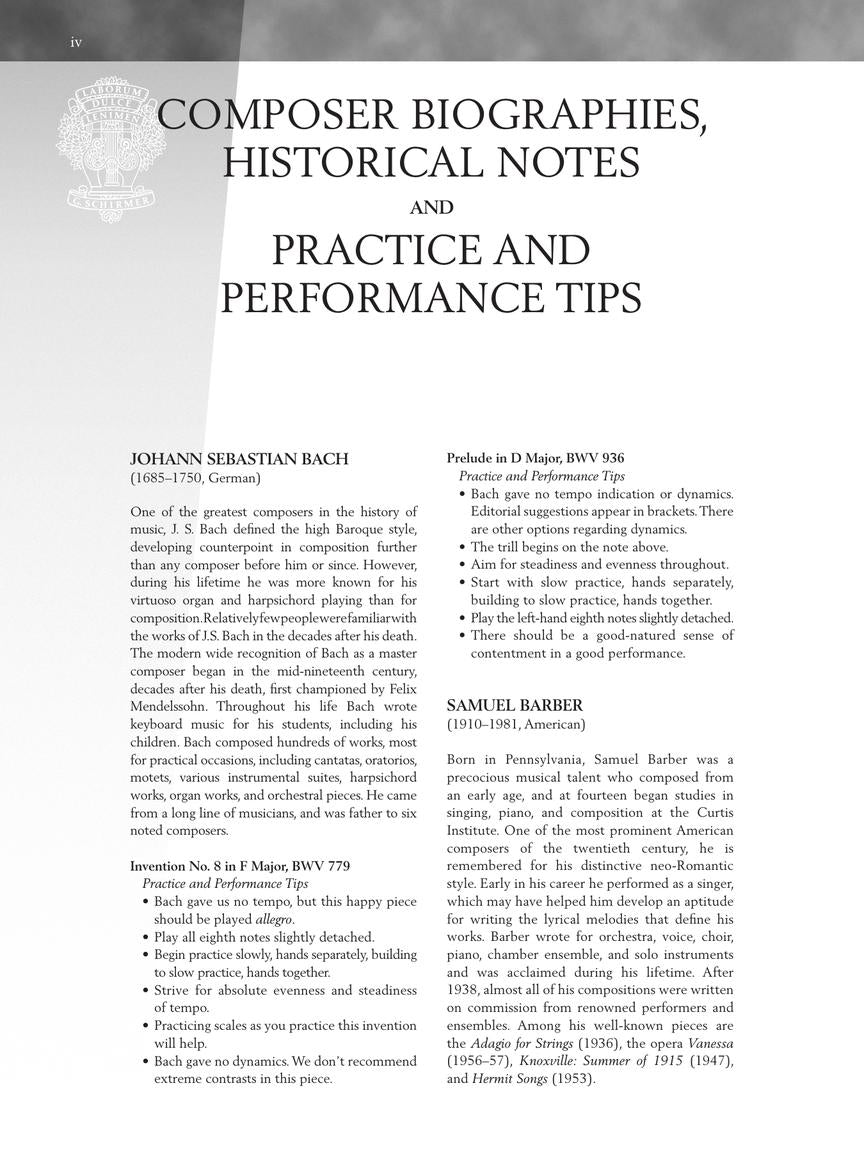 Baroque to Modern: Upper Intermediate - Piano - Schirmer Performance Editions