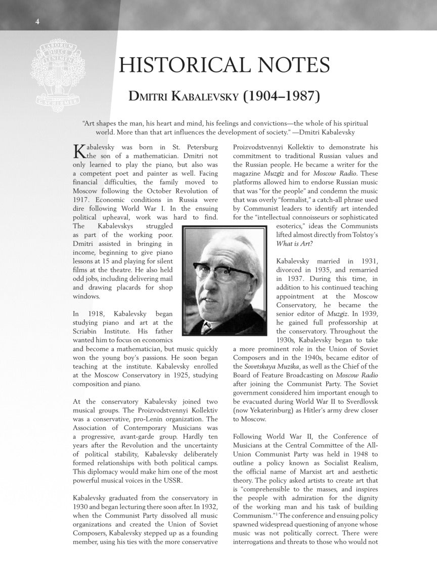 Kabalevsky - Selected Piano Pieces - Schirmer Performance Editions