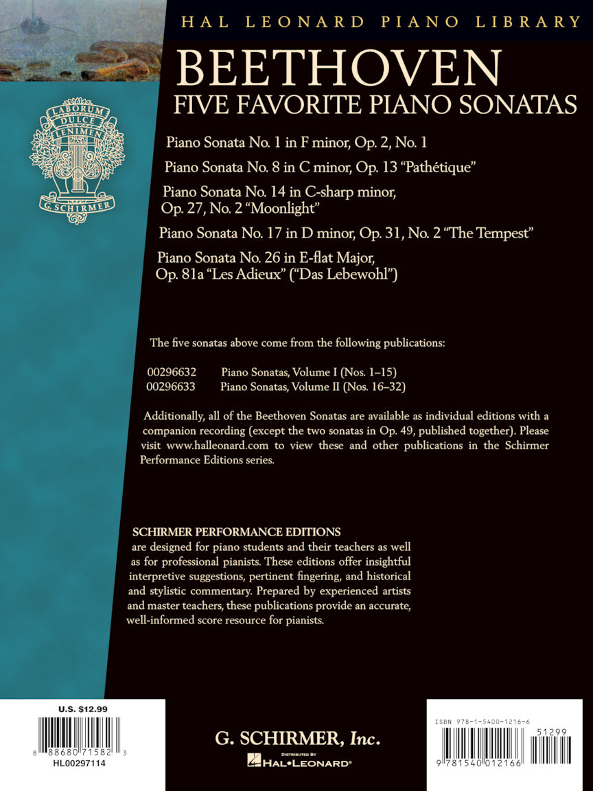 Beethoven - Five Favorite Sonatas - Schirmer Performance Editions