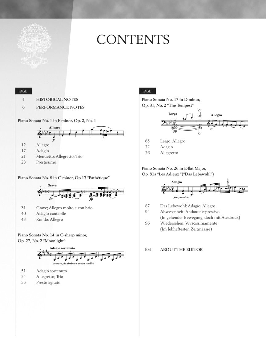 Beethoven - Five Favorite Sonatas - Schirmer Performance Editions