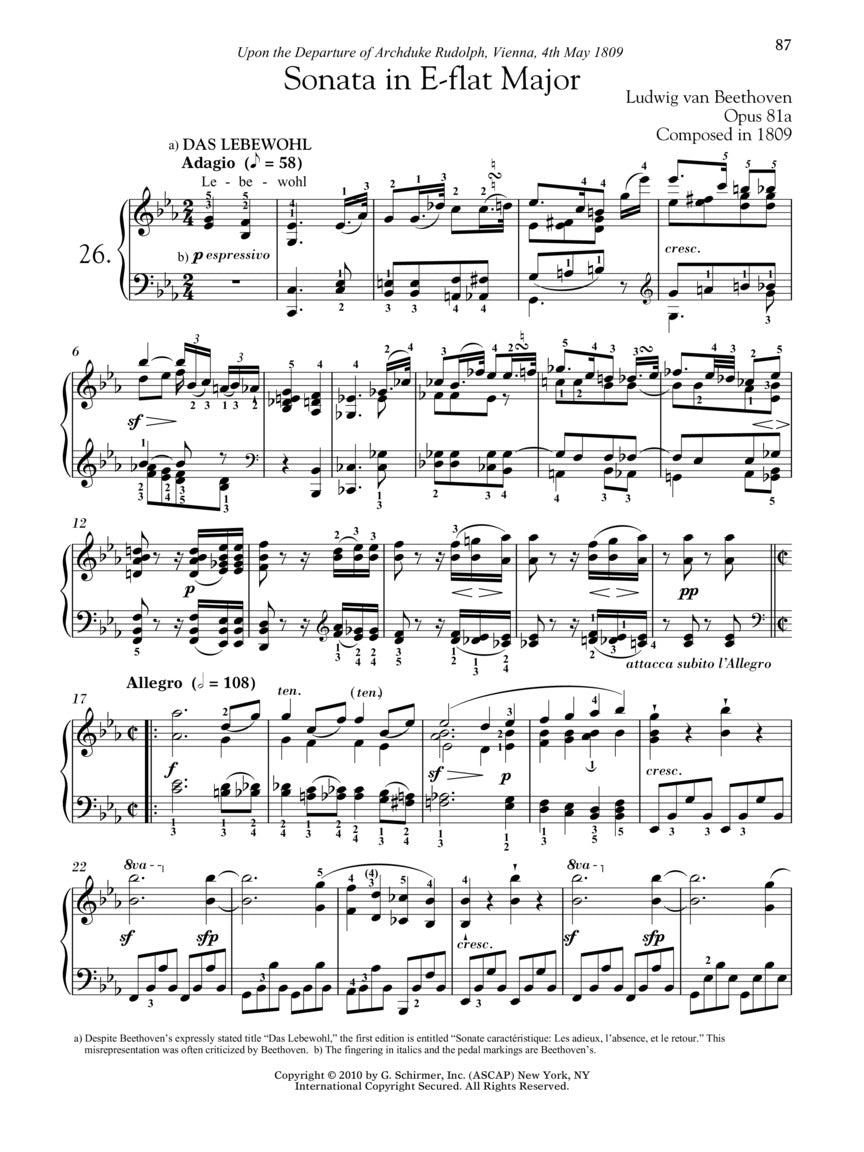 Beethoven - Five Favorite Sonatas - Schirmer Performance Editions