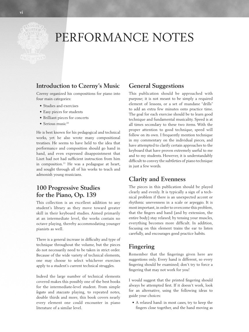 Czerny - One Hundred Progressive Studies for the Piano, Op. 139