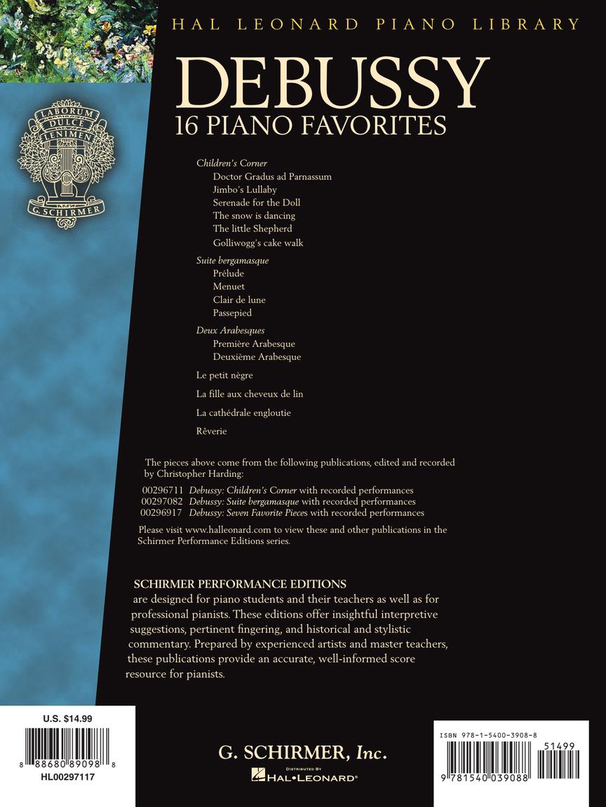 Debussy - 16 Piano Favorites - Schirmer Performance Editions