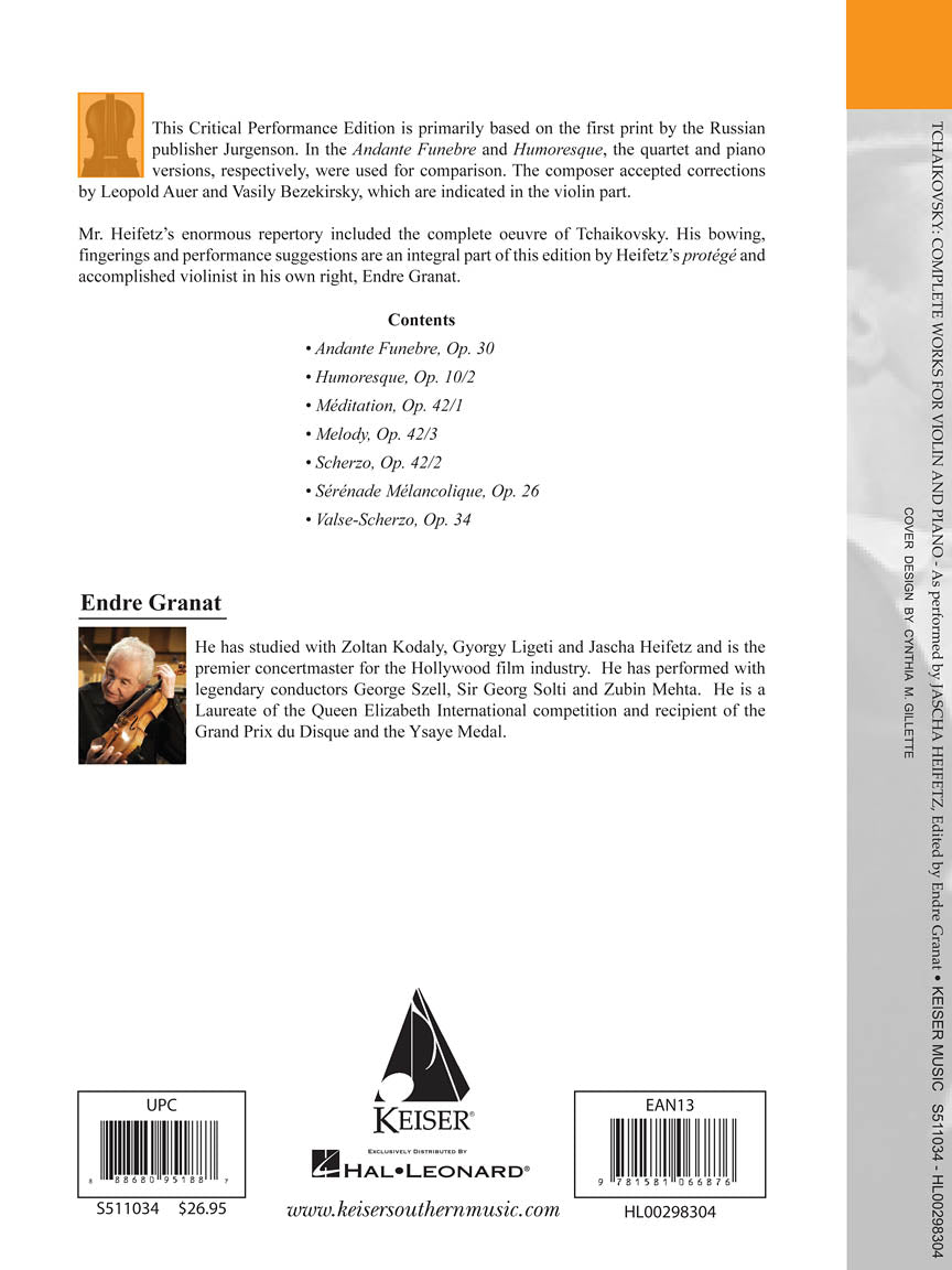 Tchaikovsky - Complete Works for Violin and Piano (Heifetz Critical Edition)