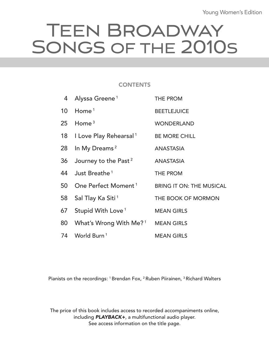 Teen Broadway Songs of the 2010s