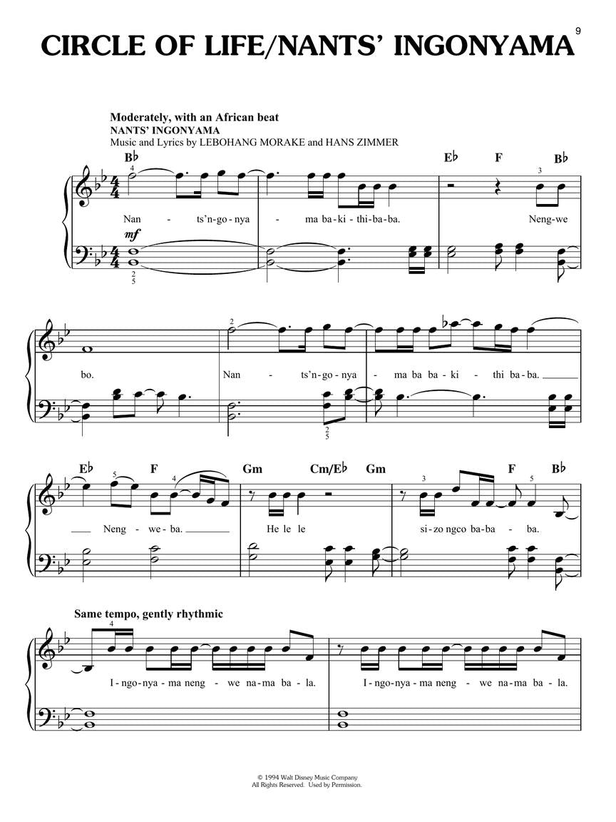 Lion King, The - Easy Piano