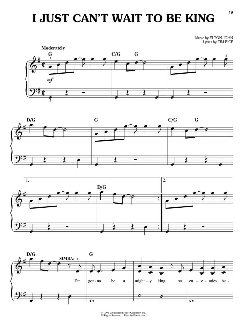 Lion King, The - Easy Piano