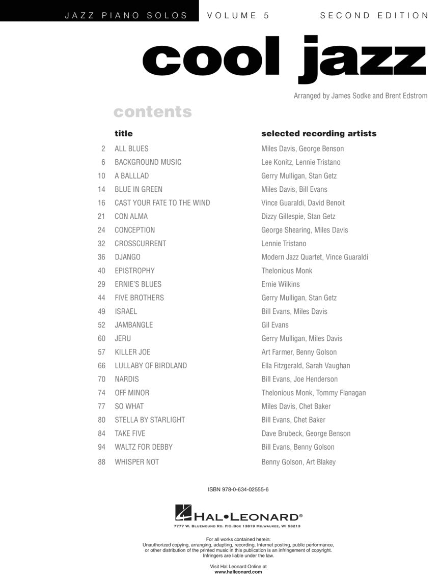 Cool Jazz - Jazz Piano Solos, Vol. 5