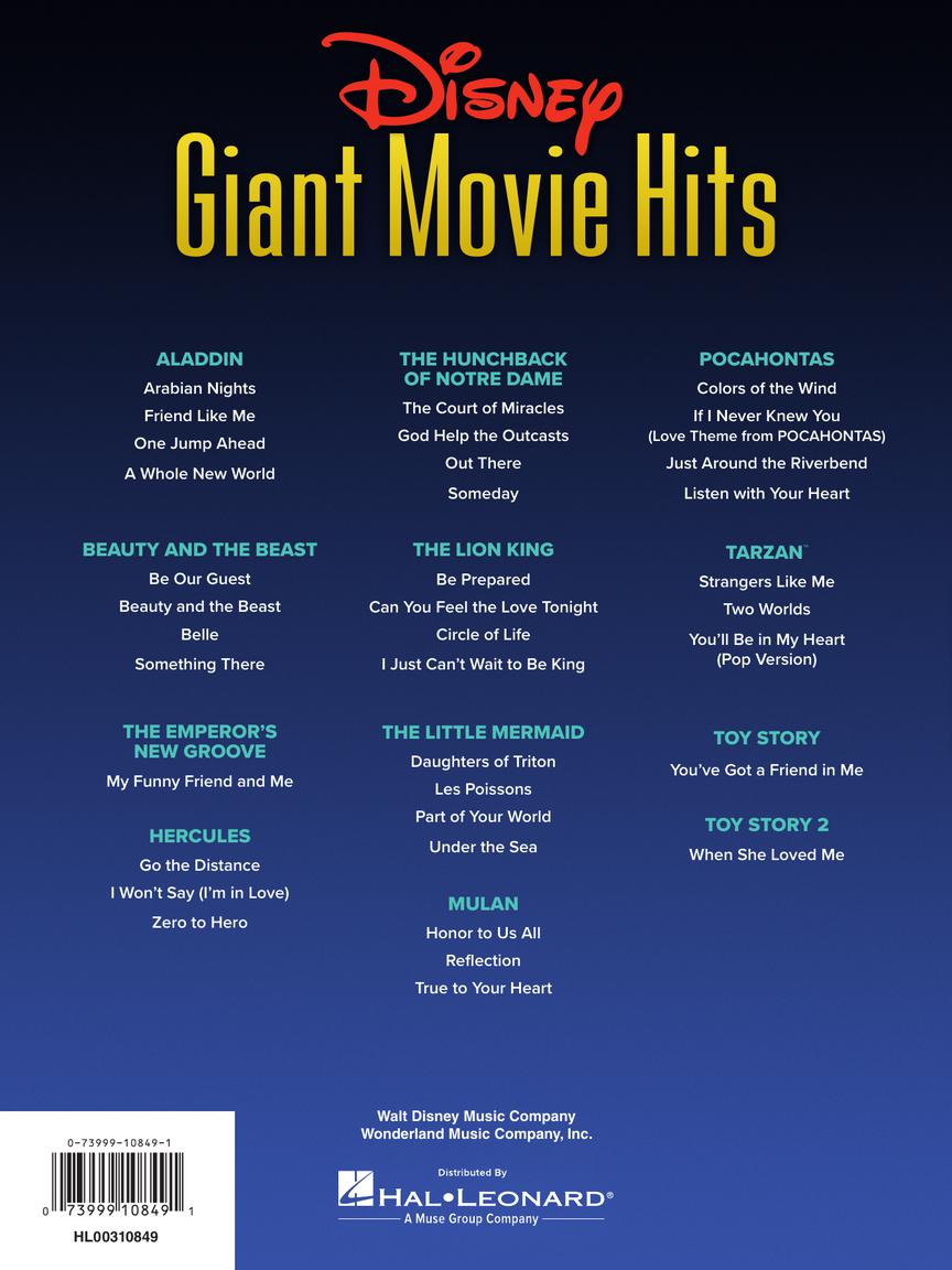 Disney Giant Movie Hits - Big-Note Piano