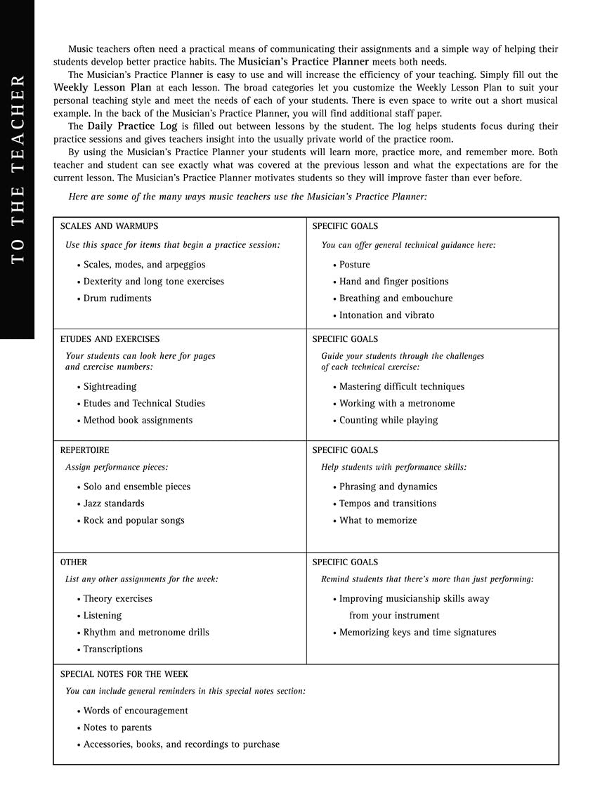 Musician's Practice Planner