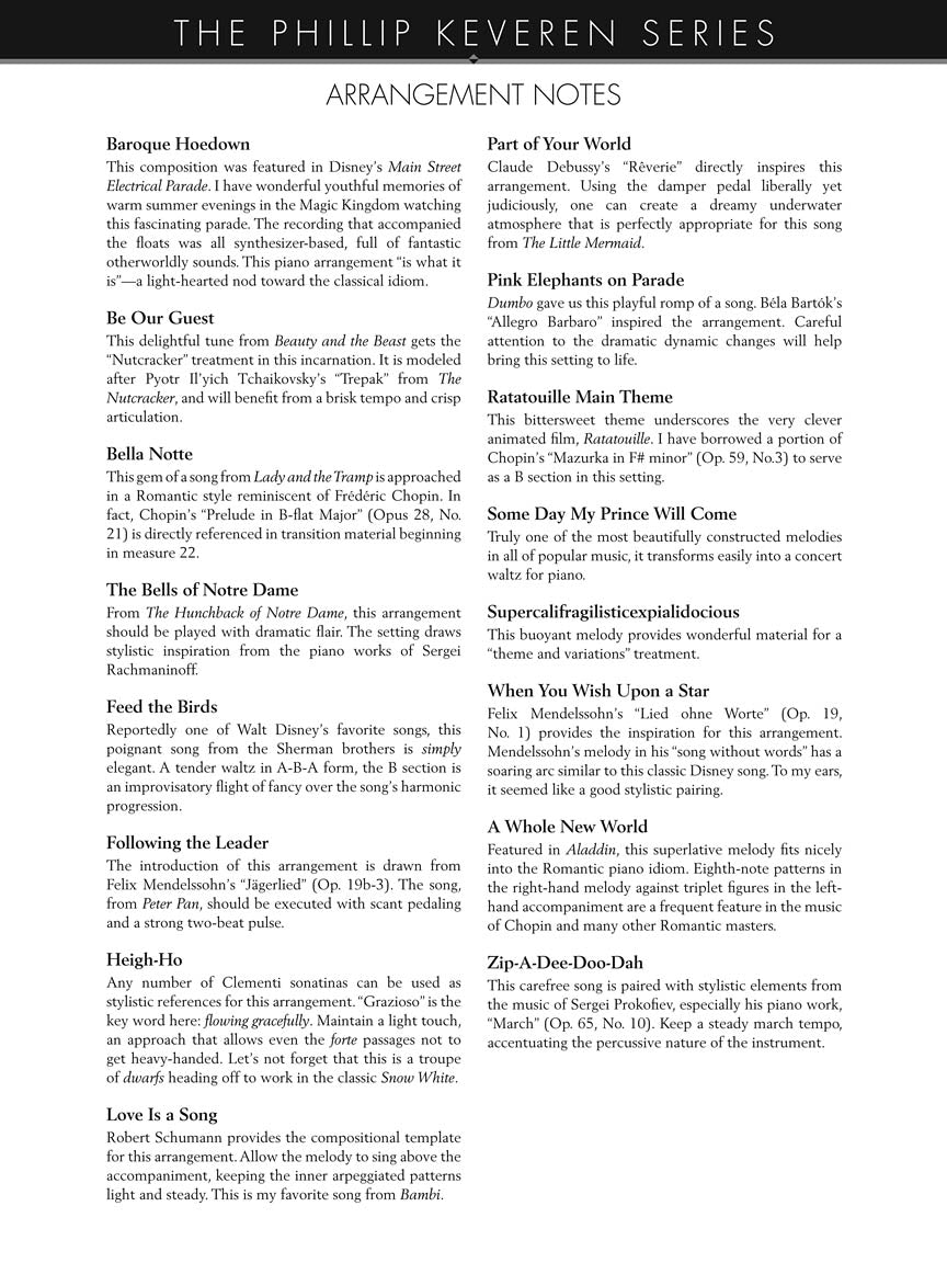 More Disney Songs for Classical Piano - The Phillip Keveren Series