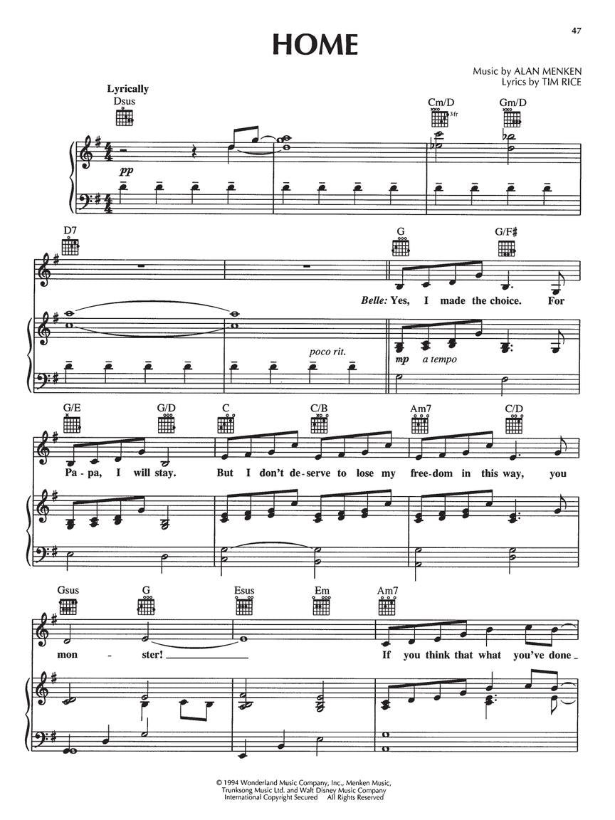 Menken: Beauty and the Beast, The Broadway Musical (Vocal Selections)