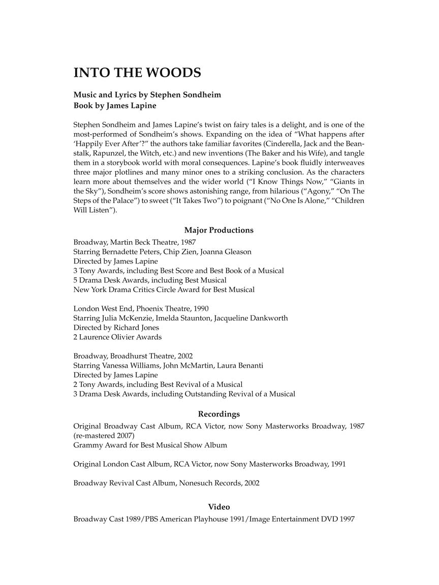 Into the Woods - Vocal Selections